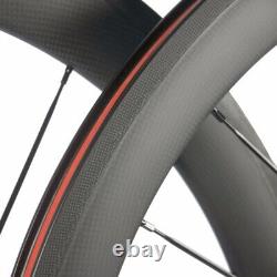 700C Carbon Fiber Bicycle Wheelset Road Clincher Bike Wheels Basalt Braking