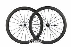 700C Carbon Fiber Bicycle Wheelset Road Clincher Bike Wheels Basalt Braking