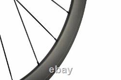 700C Carbon Fiber Bicycle Wheelset Road Clincher Bike Wheels Basalt Braking