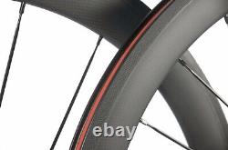 700C Carbon Fiber Bicycle Wheelset Road Clincher Bike Wheels Basalt Braking