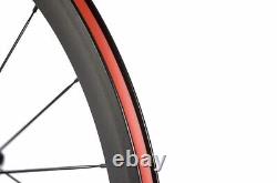 700C Carbon Fiber Bicycle Wheelset Road Clincher Bike Wheels Basalt Braking