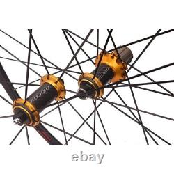700C Carbon Fiber Bike Wheels hub 30/40mm Road Bicycle Rim Brake Wheelset 16/20H