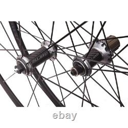 700C Carbon Fiber Bike Wheels hub 30/40mm Road Bicycle Rim Brake Wheelset 16/20H