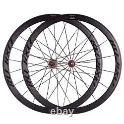 700C Carbon Fiber Bike Wheels hub 30/40mm Road Bicycle Rim Brake Wheelset 16/20H