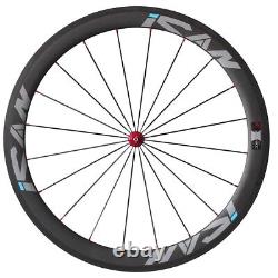 700C Carbon Fiber Clincher Road Bike 50mm Wheelset Sapim CX-Ray Spoke only 1460g