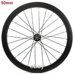 700C Carbon Fiber Road Bike Disc Brake Single Front Wheel 30-88mm Depth UD Matte