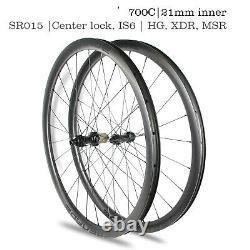 700C Carbon Fiber Road Bike Wheelset Disc Brake 30 35 40 45 50 55 60mm Depth