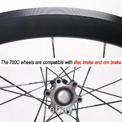 700C Carbon Hub Wheels Clincher Disc & Rim Brake Wheelset Road Bike Rim Wheelset
