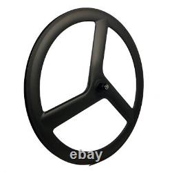 700C Carbon Road Bike Wheelset 3 Spoke Disc Brake Width 23mm Clincher Tubular