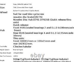 700C Carbon Road Bike Wheelset 3 Spoke Disc Brake Width 23mm Clincher Tubular