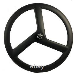 700C Carbon Road Bike Wheelset 3 Spoke Disc Brake Width 23mm Clincher Tubular
