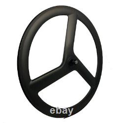 700C Carbon Road Bike Wheelset 3 Spoke Disc Brake Width 23mm Clincher Tubular