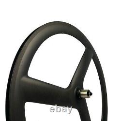 700C Carbon Road Bike Wheelset 3 Spoke Disc Brake Width 23mm Clincher Tubular