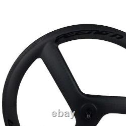 700C Carbon Road Bike Wheelset 3 Spoke Disc Brake Width 23mm Clincher Tubular