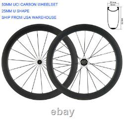 700C Carbon Road Bike Wheelset fit for Shimano Speed 50mm Clincher Wheels in USA