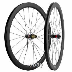 700C Disc Brake Carbon Wheelset 45mm Road Bike Clincher 25mm Wheels THRU AXLE