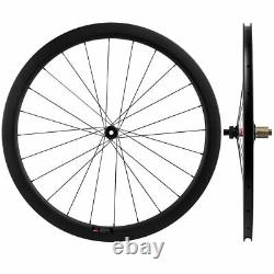 700C Disc Brake Carbon Wheelset 45mm Road Bike Clincher 25mm Wheels THRU AXLE