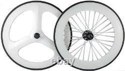 700C Fixed Gear Carbon Wheelset Front 70 Tri Spoke Wheel Rear 88mm Track Wheels