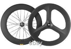 700C Front 70mm Rear 88mm Fixed Gear Carbon Wheels Track Bike Wheelset Clincher