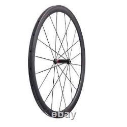 700C Road Bike Carbon Fiber Wheels Straight Pull Hub 5023mm Clincher Tubular