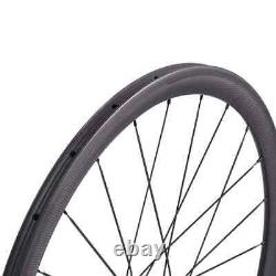 700C Road Bike Carbon Fiber Wheels Straight Pull Hub 5023mm Clincher Tubular