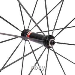 700C Road Bike Carbon Fiber Wheels Straight Pull Hub 5023mm Clincher Tubular