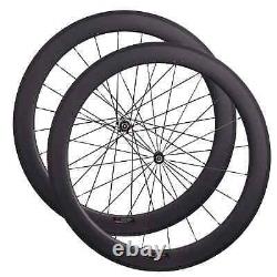 700C Road Bike Carbon Fiber Wheels Straight Pull Hub 60mm 3K or UD Matte Glossy