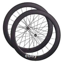 700C Road Bike Carbon Fiber Wheels Straight Pull Hub 60mm 3K or UD Matte Glossy