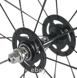 700C Track Bike Wheels 50mm Front+Rear Fixed Gear Carbon Wheelset Flip Flop Matt