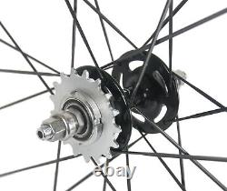 700C Track Bike Wheels 50mm Front+Rear Fixed Gear Carbon Wheelset Flip Flop Matt