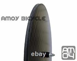 700C Track or Road Bike Carbon Fiber Disc Wheel Clincher Tubular Bicycle Wheels