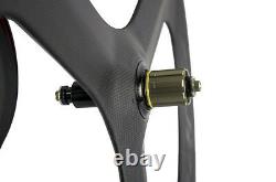 700C Tri Spoke Carbon Fiber Wheelset Road Bike /Track Bike Carbon Wheels
