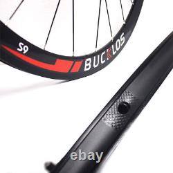700C Wheelset Carbon Hub Disc Brake Road Bicycle Wheels Front+Rear Clincher Rim