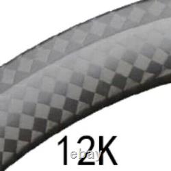 700c Road Bike Carbon Fiber Wheels 28mm Width 35mm Deep 6 Spokes Disc Brake