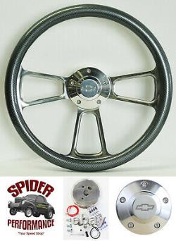 88-94 Suburban Blazer Chevy pickup steering wheel BOWTIE 14 CARBON FIBER BILLET