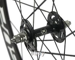 88mm Carbon Fiber Bike Track Wheels Single Speed 23mm Width Fixed Gear Wheelset