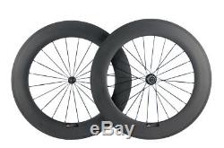 88mm Carbon Wheelset Clinhcer Road Bike Carbon Fiber Front /Rear Wheels In USA