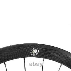 A Set Of 50mm Clincher Carbon Wheels 700C Road Bicycle Wheels Full Carbon Fibre