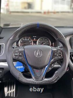 Acura tlx 2015 2020 Carbon fiber steering wheel Black leather Blue stitching