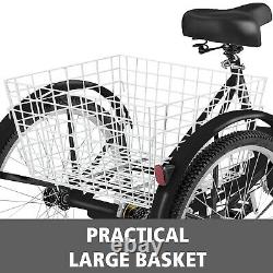 Adult Tricycle 20 1-Speed Trike 3-Wheel Bicycle with Large Basket for Riding