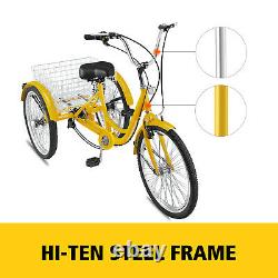 Adult Tricycle 20 7-Speed 3-Wheel Shimano Bike With Basket Installation Tools