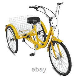 Adult Tricycle 26 7-Speed 3-Wheel Shimano Trike Bicycle Bike Cruise With Basket