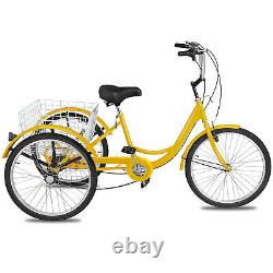 Adult Tricycle 26 7-Speed 3-Wheel Shimano Trike Bicycle Bike Cruise With Basket