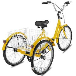 Adult Tricycle 26 7-Speed 3-Wheel Shimano Trike Bicycle Bike Cruise With Basket