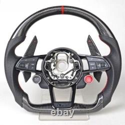 Audi Carbon Fiber Leather Steering Wheel Kit Start Buttons Sport Very