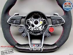 Audi R8 V10 4S TT TTR TT RS 8S 5mm Red Small Alcantara Carbon Steering Wheel V1