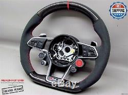 Audi R8 V10 4S TT TTR TT RS 8S 5mm Red Small Alcantara Carbon Steering Wheel V1