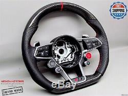Audi R8 V10 4S TT TTR TT RS 8S Red Ring Perforate Small Carbon Steering Wheel V3