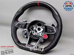 Audi R8 V10 4S TT TTR TT RS 8S Red Ring Perforate Small Carbon Steering Wheel V3