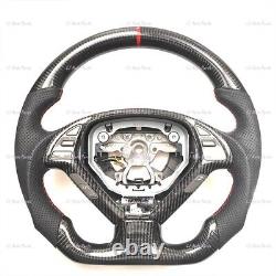 BLACK CARBON FIBER Steering Wheel FOR INFINITI G37G25 RED ACCENT BLACK LEATHER